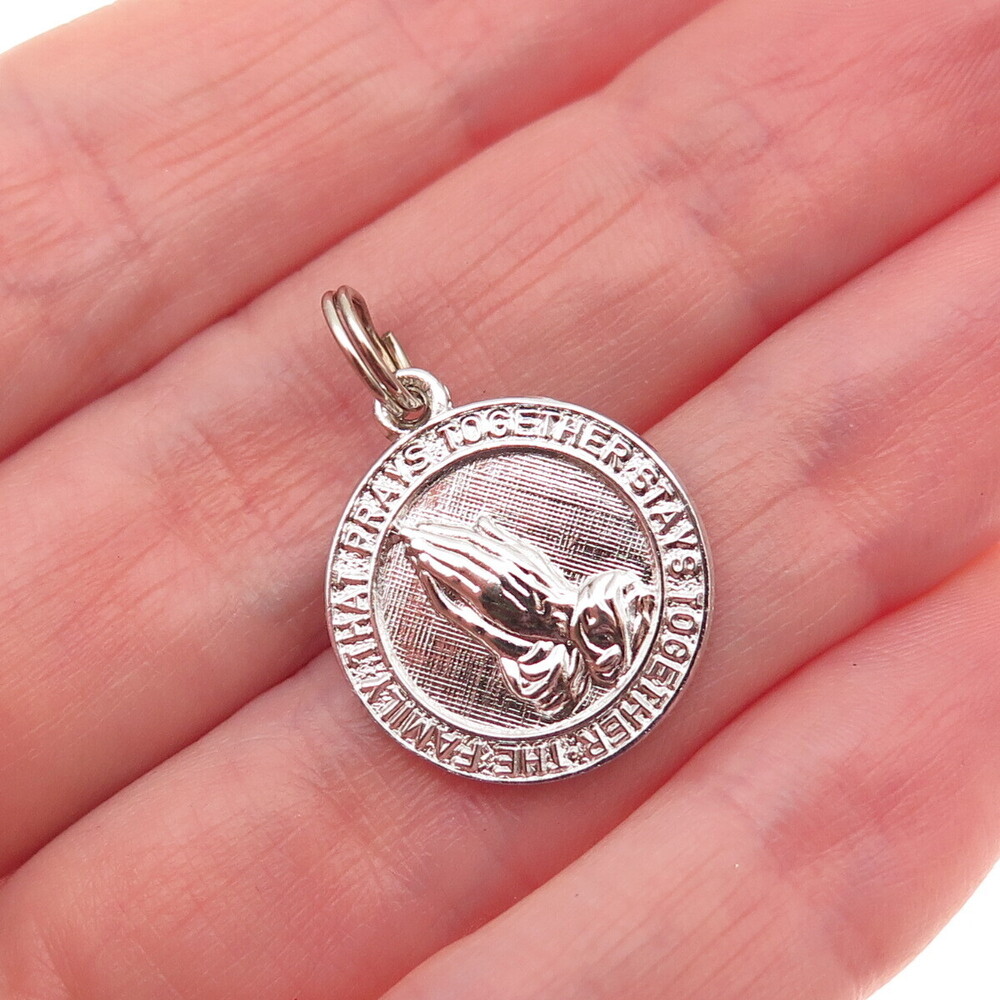 Rembrandt 925 Sterling Silver Vintage Family Prays Together Mini Charm Pendant